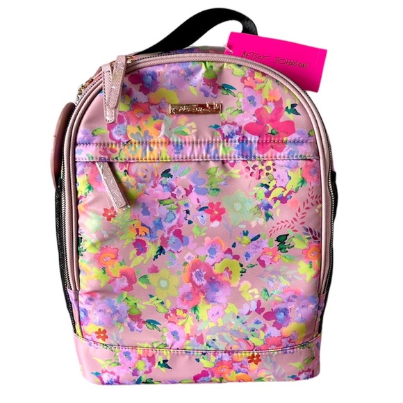 Betsey Johnson Full Size Backpack With Wallet Floral Gala Watercolor Print - Picture 1 of 16